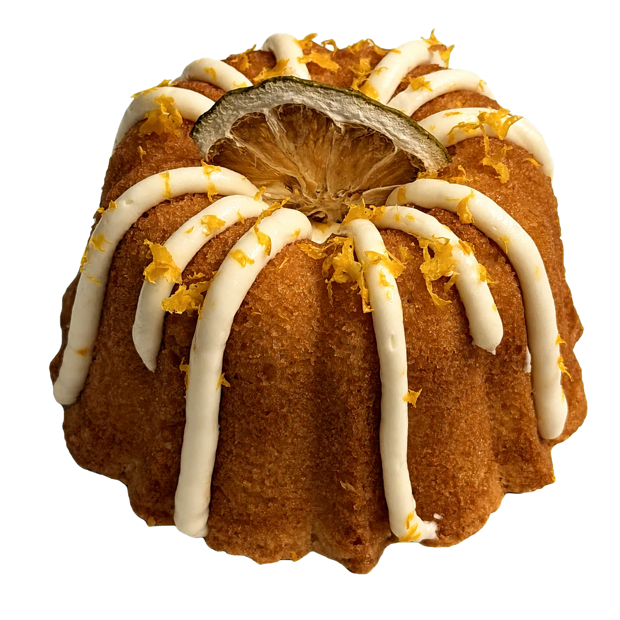 Lemon Lovers cake with lemon icing, zest, and dried lemon garnish